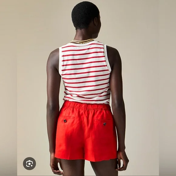J Crew tomato red 3” inch 100% linen Harbor shorts size S NWT - Picture 2 of 6